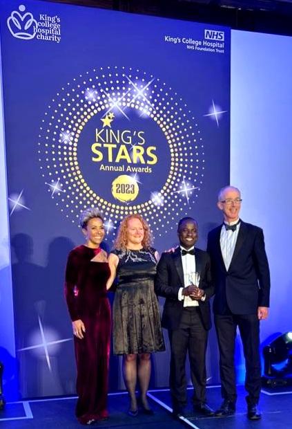 gailscottspicer's tweet photo. Fab time presenting @NipahGeorge with his @KingsCollegeNHS King's Stars award last night, with the ever enthusiastic @lorcanwo, and our wonderful host for the evening Dame Kelly Holmes. @supportkings https://t.co/MQKLmGYhkR