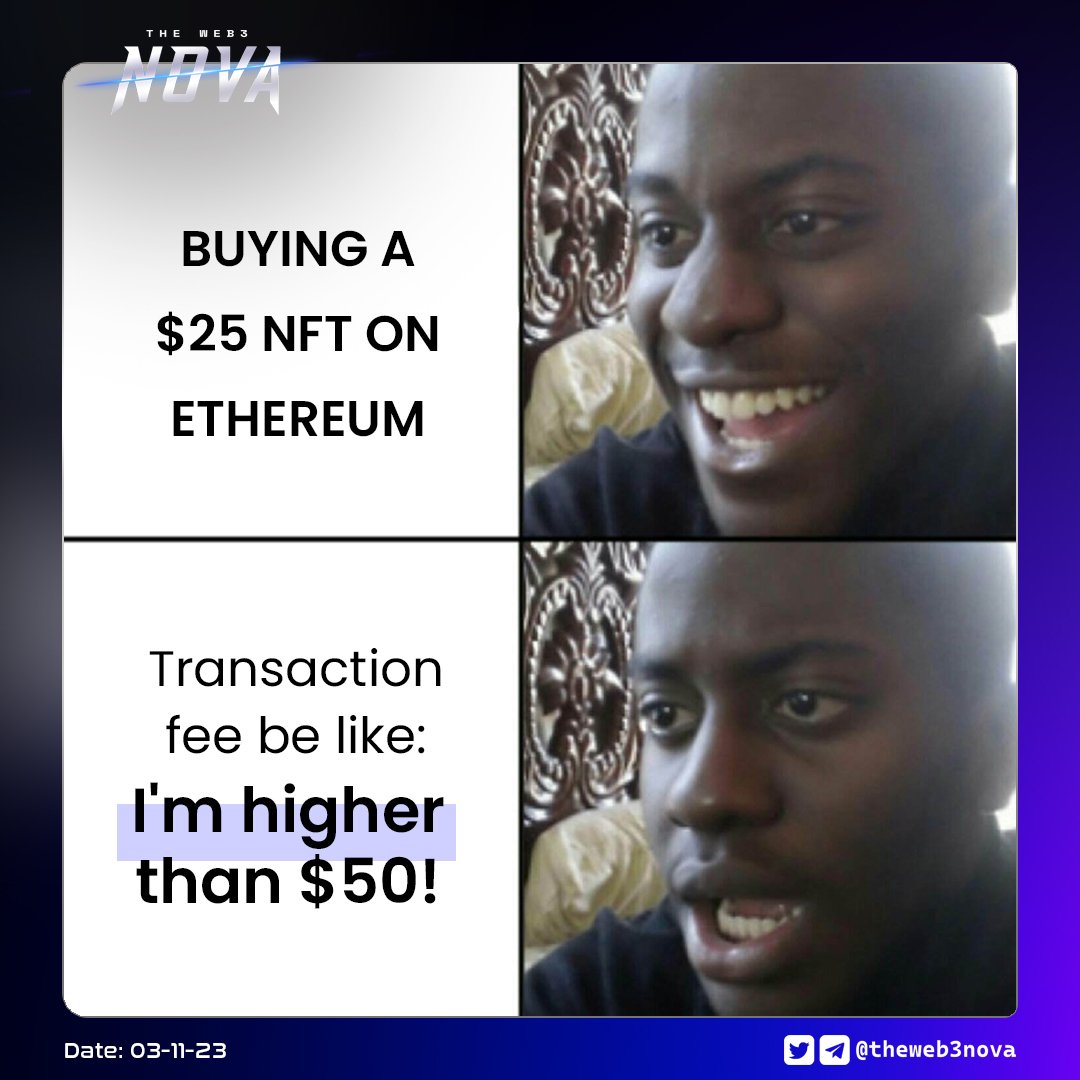 When the transaction fee to buy a $50 NFT on #Ethereum is higher than the #NFT price itself... 😅🤑💸 

#Memes #Web3