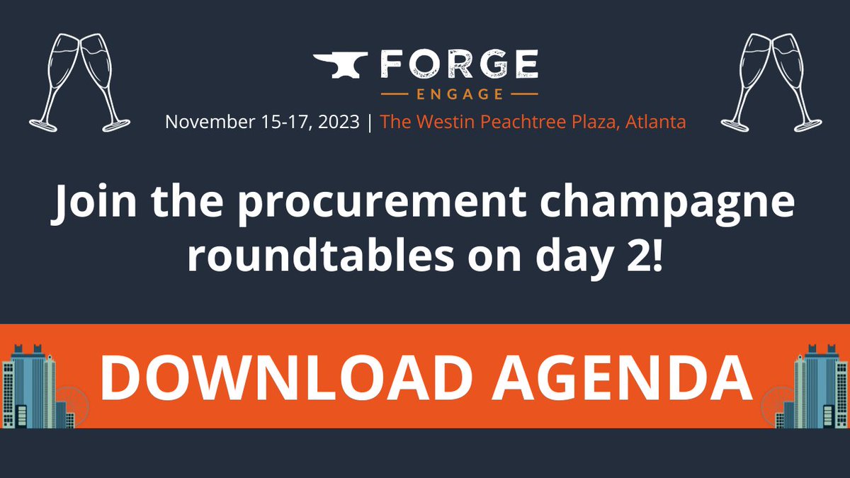 procurefoundry's tweet photo. Share crucial nuggets of info with your peers at the #ForgeEngage champagne #ProcurementRoundtable
With experts from @Datadog, @KCCorp, @Achieve, @Netflix, @Synovus, @PCsforPeople they're not to be missed!
Learn more: https://t.co/Pa08S1QfGr https://t.co/yx91ClCHN2