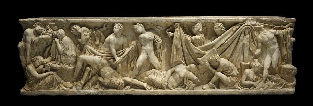 Livia_en_Roma's tweet photo. "Ninguna cosa mejor he visto en Italia, y pocas tan buenas",
Alonso Berruguete

Sarcófago de Husillos o de la Orestíada, Roma, S.II. Descubierto por Ambrosio Morales, cronista de Felipe II, en 1572 en la abadía palentina de Santa María de Husillos. Museo Arqueológico Nacional. https://t.co/qIQiyuodKb