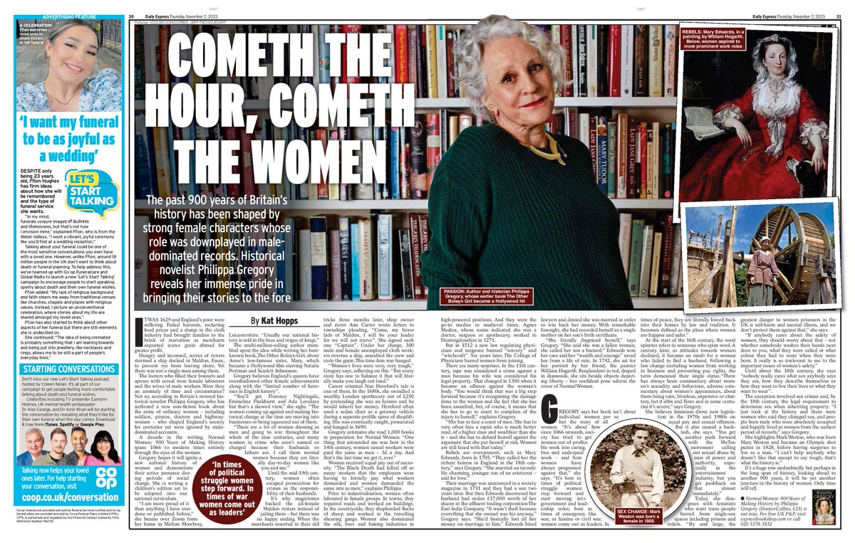 Late to tweeting this but sharing my <a href="/PhilippaGBooks/">Philippa Gregory</a> <a href="/Daily_Express/">Daily Express</a> interview from earlier this week about the brave, rule-breaking, indomitable women of the last 900 years whose lives were ignored by history... until now, with the release of Philippa's new book: Normal Women