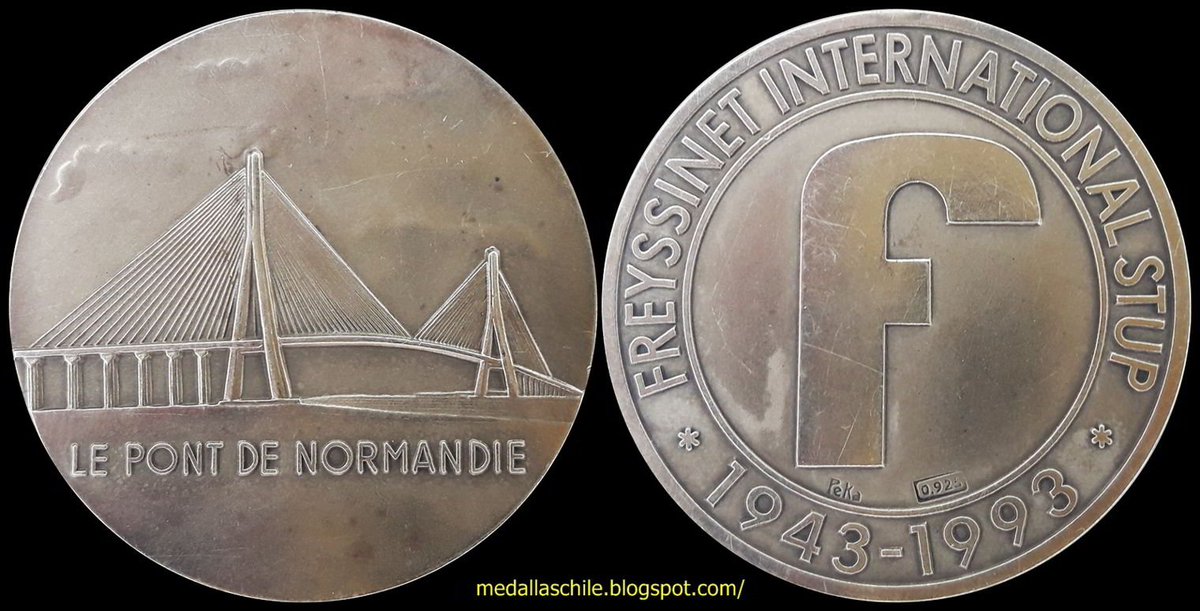 medallaschile's tweet photo. Medalla del Puente de Normandia ubicado en la desembocadura del rió Sena: https://t.co/Bv6PY3bngm -#Francia - #freyssinet - #ingenieria - #LeHavre https://t.co/vjzu0ACeYT