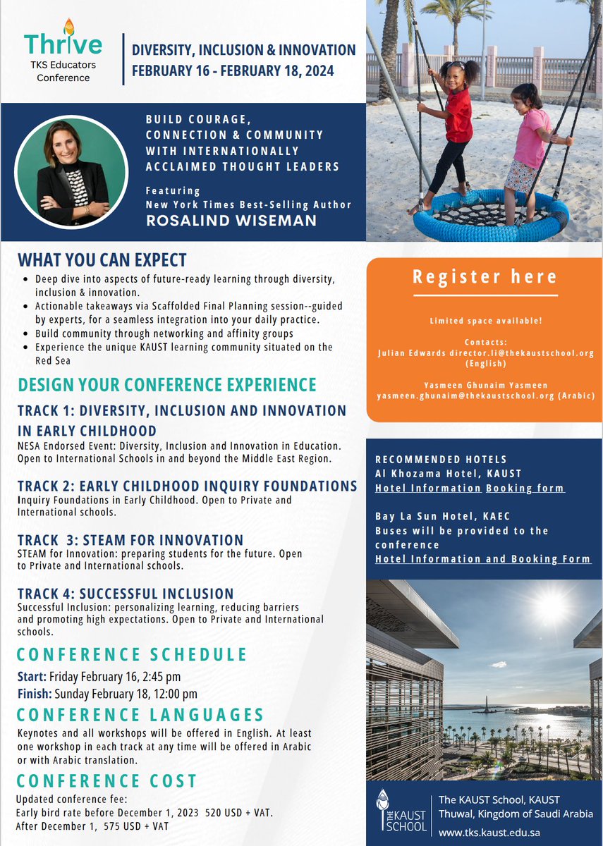 Excited to share that I will be presenting at the first TKS Educators Conference from 16 - 18 February, 2024. I will be sharing my experience of starting the STEM and STEAM curriculum in our elementary program. Come and join us! #stem #steam #stemeducation #innovation