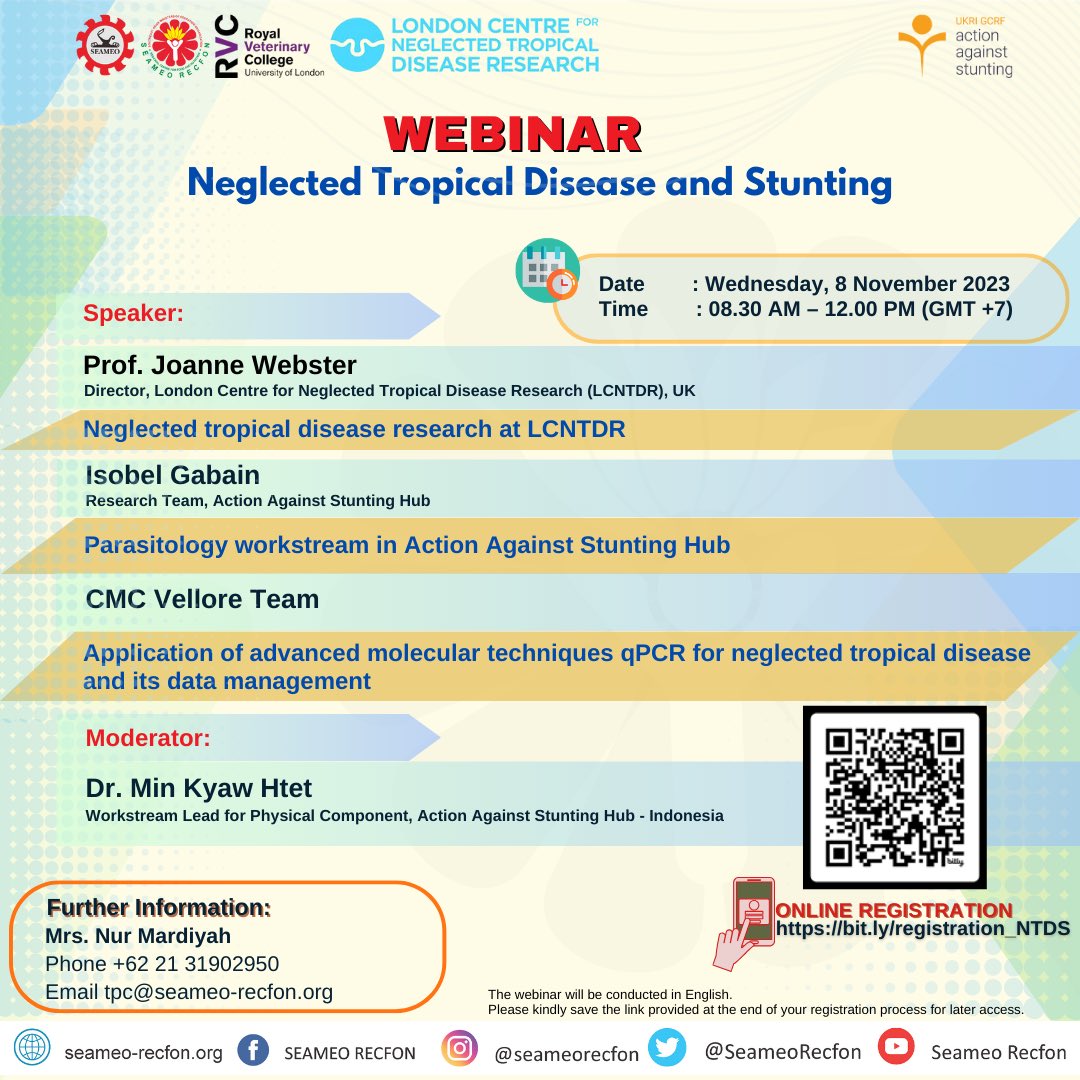 LondonNTDResearch (@ntdresearch) on Twitter photo Join <a href="/NTDResearch/">LondonNTDResearch</a> on 8 November for a webinar on NTDs and stunting. The event, moderated by Dr. Min Kyaw Htet of Action Against Stunting Hub Indonesia, will include multiple presentations, including LCNTDR Director, Professor Joanne Webster! Register here: docs.google.com/forms/d/e/1FAI… Join <a href="/NTDResearch/">LondonNTDResearch</a> on 8 November for a webinar on NTDs and stunting. The event, moderated by Dr. Min Kyaw Htet of Action Against Stunting Hub Indonesia, will include multiple presentations, including LCNTDR Director, Professor Joanne Webster! Register here: docs.google.com/forms/d/e/1FAI…