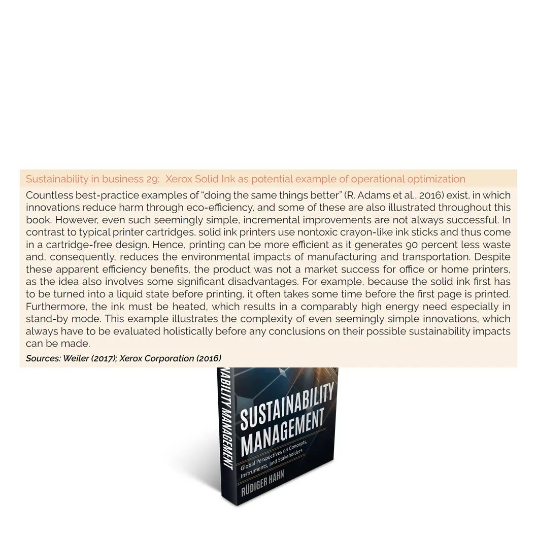 It's feature friday! Today: Xerox Solid Ink as potential example of operational optimization. A *Sustainability in Business* feature from the #sustainabilitymanagement #textbook! More info: buff.ly/3H4XO2X