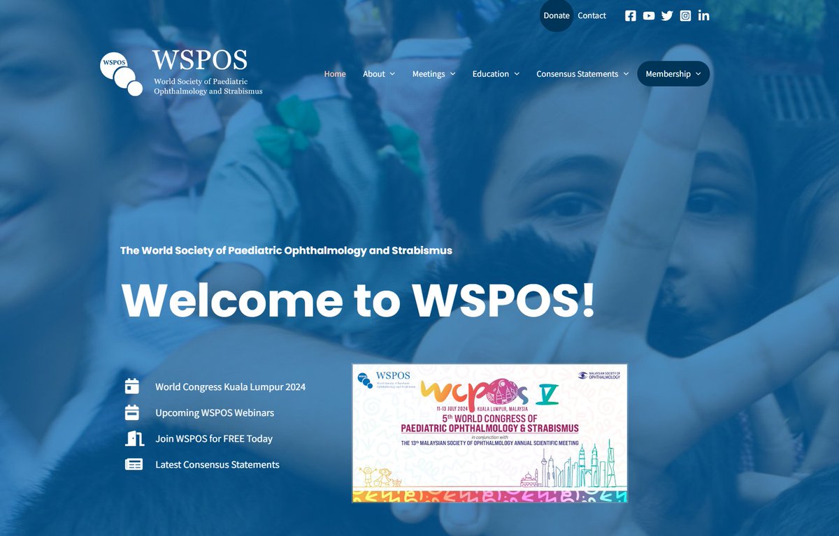 WSPOS's tweet image. 👀 Have you seen our stunning new website? It truly is a work of art! 
Explore everything you need to know about the #WCPOSV in Kuala Lumpur, being held in July 2024, and dive into our society&apos;s activities. 
🌐Visit us at wspos.org
 #WSPOS #PediatricOphthalmology