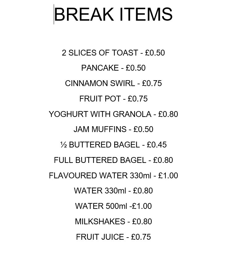 We are looking forward to the new school dinner menus starting on Monday.