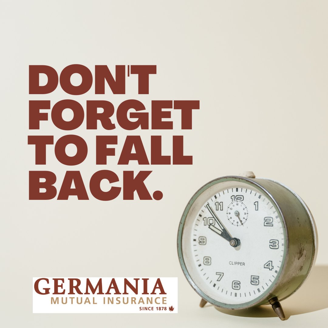 GermaniaMutual's tweet photo. Don't forget the clocks go back one hour Sunday at 2:00am!
That means it's time to CHANGE YOUR BATTERIES IN YOUR SMOKE &amp; CARBON MONOXIDE ALARMS! 👌👌
#ClocksFallBack #DaylightSavingTime https://t.co/fMiTAZiBnw