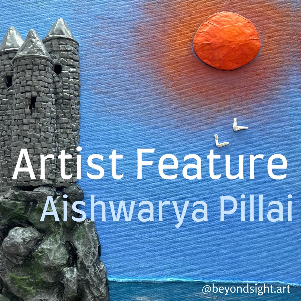 New Artist Feature!!! <a href="/Aishwarya3711/">Aishwarya T.V. Pillai</a>

SO Delighted to feature this talented artist who's breaking the boundaries to create awe-inspiring work 🎨🐠👁‍🗨

Read their story on Beyond Sight:
beyondsight.art/blog/artist-fe…

Please consider RT and ❤️ to help spread the word #blind #art