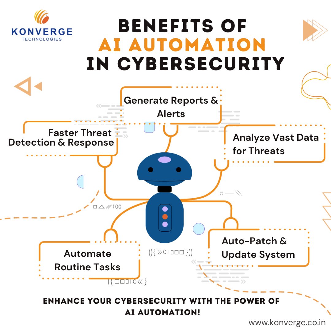 Curious about the power of #AIincybersecurity? Discover 5 practical benefits that can safeguard your #digitalworld!

Konverge Technologies brings you a straightforward breakdown of how #AI can enhance your #cybersecurity. Contact us today!

konverge.co.in/contact/

#AIExperts