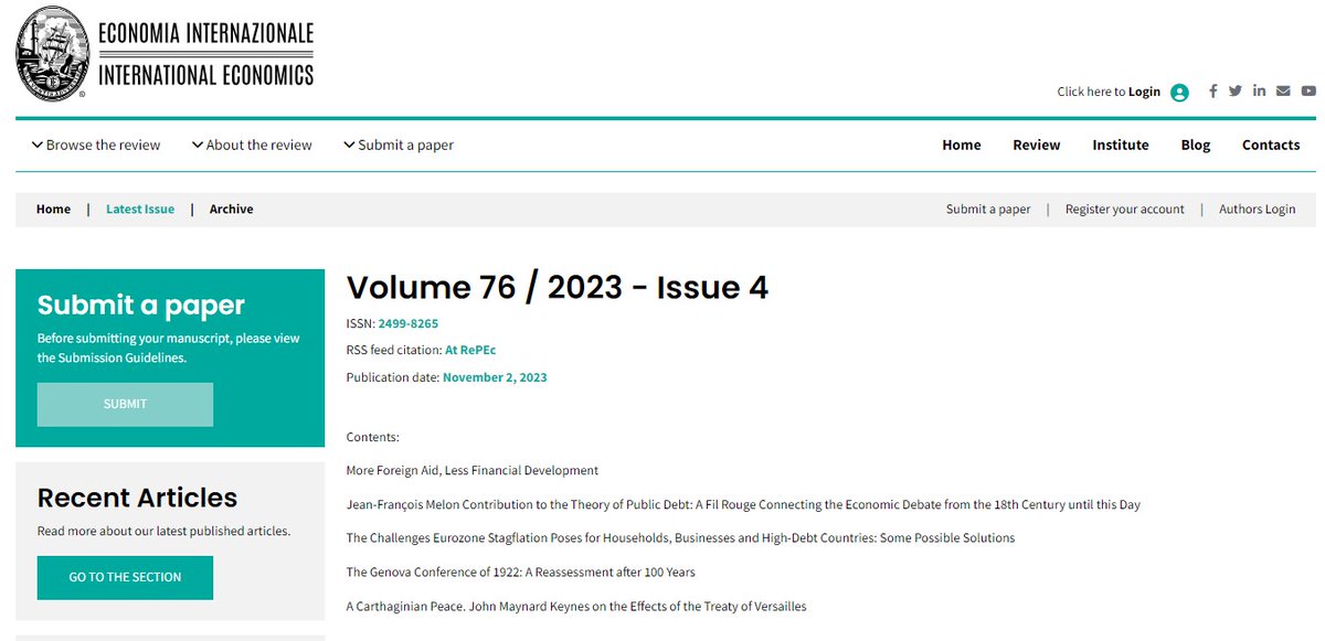 Volume 76 / - Issue 4 November 2023 available online for consultation and download: iei1946.it/issue/61/76-is… @redale964 @ElenaSeghezza @gecamcom @repec_org @gally10