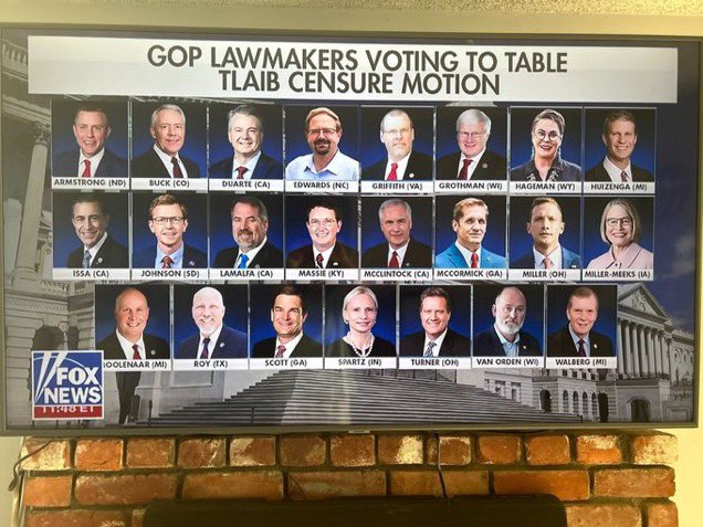 Remember when you vote in the GOP Primaries, 23 Republicans voted NOT to censure Rashida Tlaib...