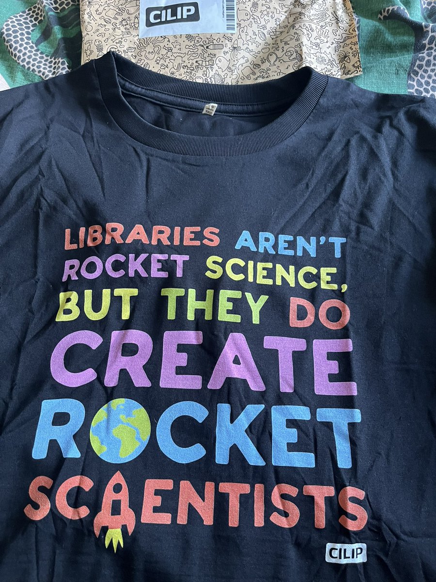 New t-shirt has arrived just in time to take away this weekend! 🥂Although you would think they are rocket science the way some people struggle to grasp just how valuable libraries really are….. #cilip #librariesrule #librarians #librariesforlife