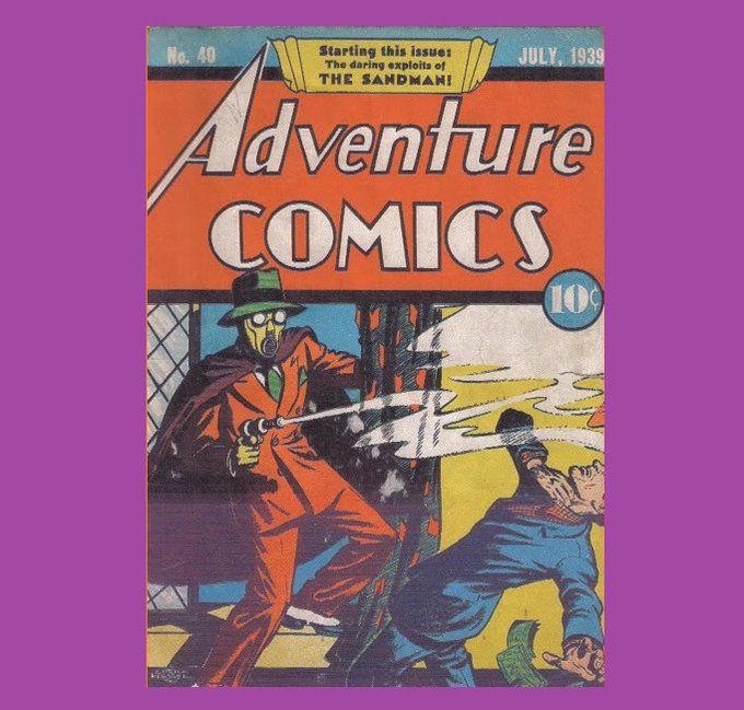 November 3 - birthday of the #Sandman Wesley Dodds!  #MysteryMan of the ⚖️#JusticeSociety of America 🇺🇸#JSA in #GoldenAgeComics #AdventureComics -  in Adventure Comics, this began in Issue #40 (July 1939) -follow link for more stories twitter.com/search?q=%23Sa…