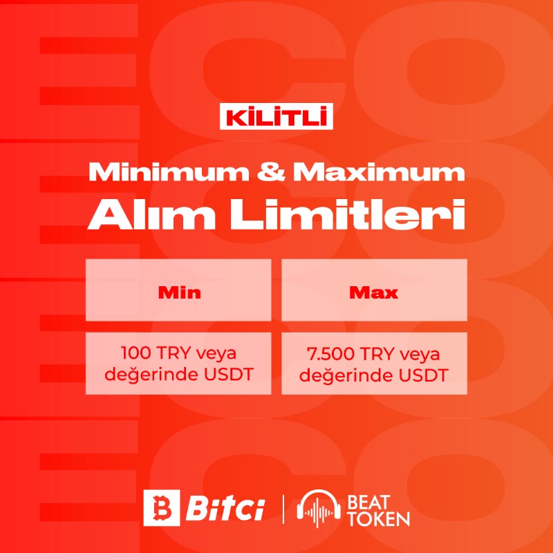 safebitcom's tweet photo. 📢 Bitci'den Yeni Token Arzı!
🎧 Kurulacak olan BEAT adlı müzik ve ses platformu tokenı #BeatToken Bitci'de arz ediliyor!
1️⃣. Kilitli arz seçeneği 7 Kasım saat 15.00'te başlayıp, 7 Kasım saat 23.59'da sona erecektir.
💰 Kilitli: 1 $BEAT 0,10 TRY'den satışa sunulacak.