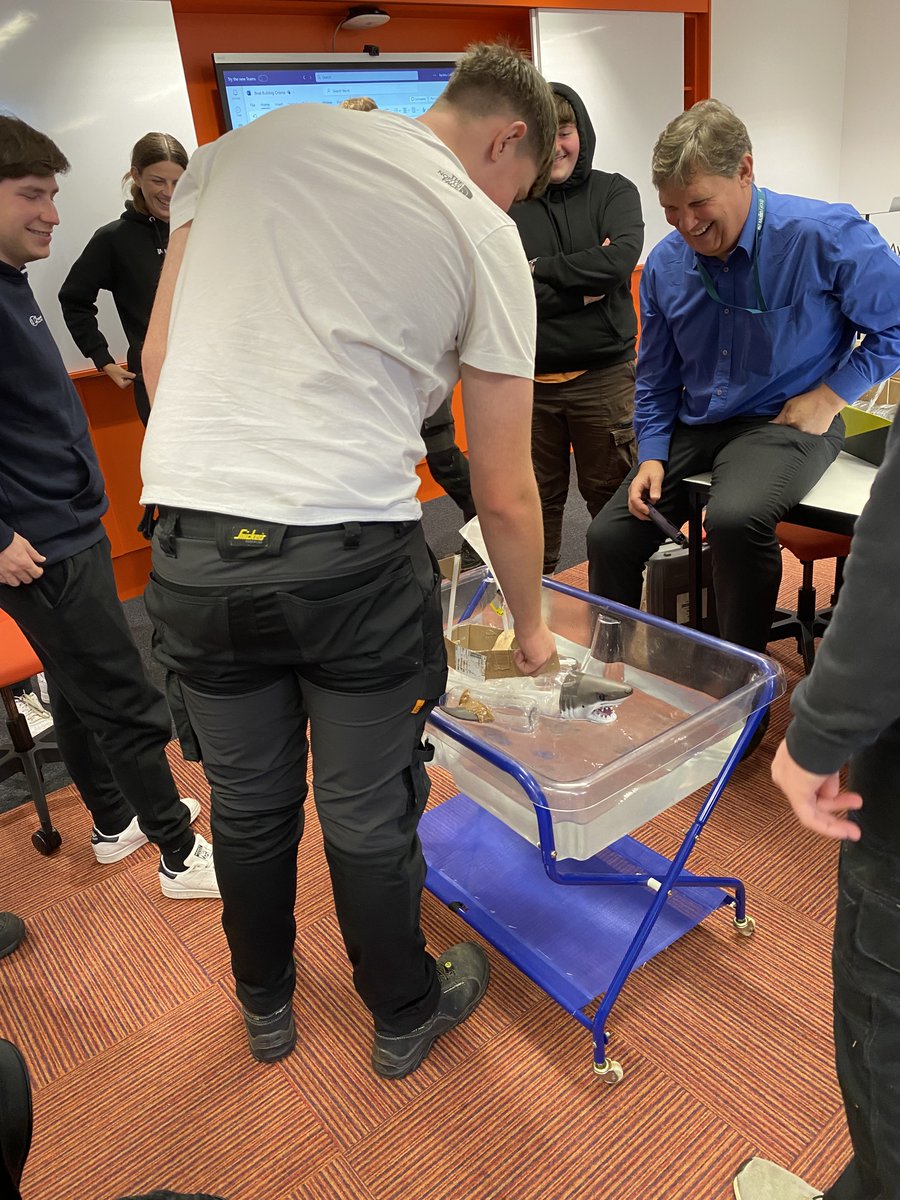 We had the wonderful opportunity to visit @ayrshirecollege 's Kilmarnock campus for their #boatfloat project yesterday, offering feedback to the class on #bouyancy, speed, #stability and sustainability – in preparation for the judging panel later this month. #EssentialSkills