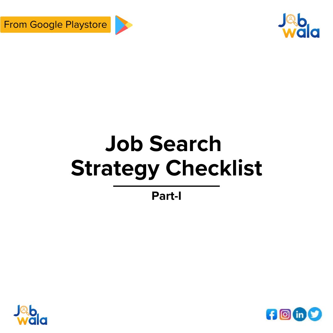 Job search strategy checklist, 
For Part II, Follow @thejobwala NOW!
.
.
.
[#jobsearchstrategy #jobsearch #jobsearchtips #interviewtips #careeradvice #coverletter #jobposting #jobstreet #linkedinprofile #careermode #recruitment #careerbuilder #resume #newcareerpaths #thejobwala ]