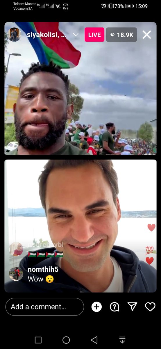 Rogger loves us l my guy was just watching live on IG for more than 10 to 20 minutes, No voice no nothing.  🇿🇦🇿🇦🇿🇦🇿🇦 #SpringboksRWC #Elizabedi #TrophyTour