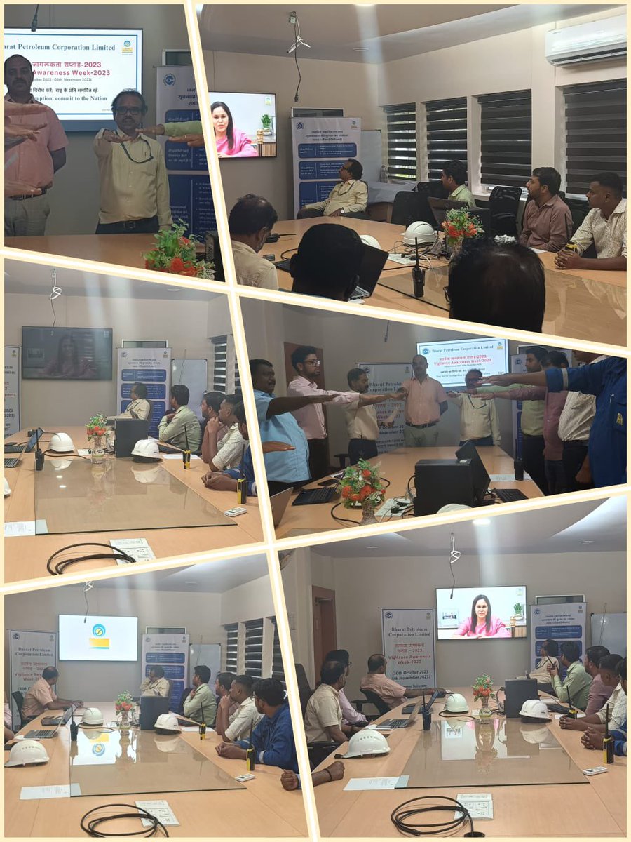 BPCLSolapur's tweet photo. The CVC Awareness Week at Solapur LPG Plant inspired staff to pledge commitment to integrity and transparency. Informative videos from the CVO and corporate videos on CVC were shown, highlighting the importance of vigilance and anti-corruption measures.#VAW2023 @BPCLimited https://t.co/CfwSzrijrt