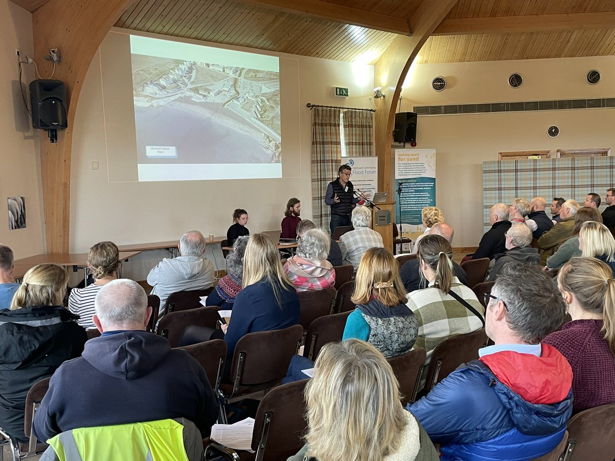 CwllCFloodForum's tweet photo. Rob Uhlig from  @BudeClimate partnership talks about how they have engaged the community in building future resilience to forecast sea level rise and coastal change.

#CCFF2023 #MS4S #Cornwall #Bude #coastalchange https://t.co/HcXflwYbup