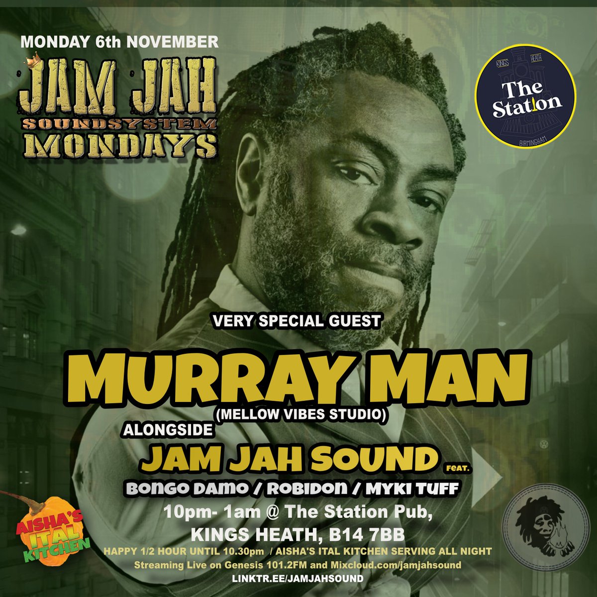 JamJahSound1's tweet photo. Next Monday, Mellow Vibes Studio in full effect at the Station with Murray Man at the controls! #jamjah #mondays @grapevinebrum @ReggaeRevellers @WhatsOnBrum @Robin_FF @bongodamo https://t.co/IkbbrYTkzk
