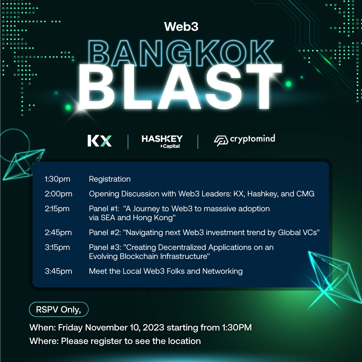 KX (@kxventures) on Twitter photo Join the ultimate Web3 revolution at "Web3 Bangkok Blast" by KX <a href="/HashKey_Capital/">HashKey Capital</a> <a href="/CMResearchTeams/">Cryptomind Research</a> 📢 Dive into Web3's limitless potential, network with industry leaders, and savor a power-packed brunch lu.ma/web3bangkokbla… #KX #Web3BangkokBlast #KXatBGTH2023 #BGTH2023 Join the ultimate Web3 revolution at "Web3 Bangkok Blast" by KX <a href="/HashKey_Capital/">HashKey Capital</a> <a href="/CMResearchTeams/">Cryptomind Research</a> 📢 Dive into Web3's limitless potential, network with industry leaders, and savor a power-packed brunch lu.ma/web3bangkokbla… #KX #Web3BangkokBlast #KXatBGTH2023 #BGTH2023