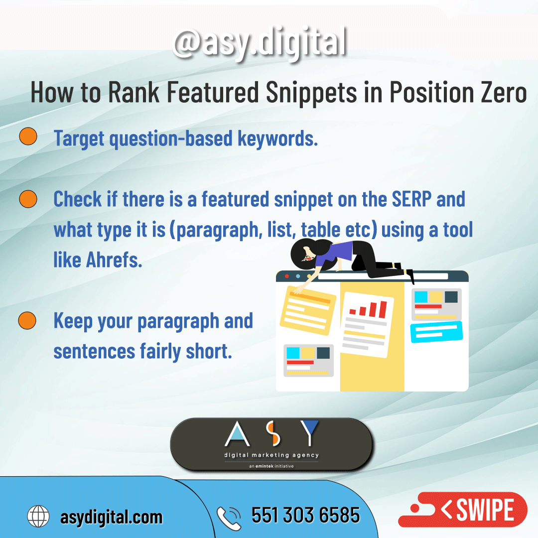 AsyDigital's tweet photo. 🌟 Want to skyrocket your website's visibility on search engines? Mastering the art of snagging featured snippets is the key! 📷Start optimizing for featured snippets today! 📷#asydigital #SEO #FeaturedSnippets #ContentOptimization #asydigital #digitalmarketing https://t.co/088EuwoC6M
