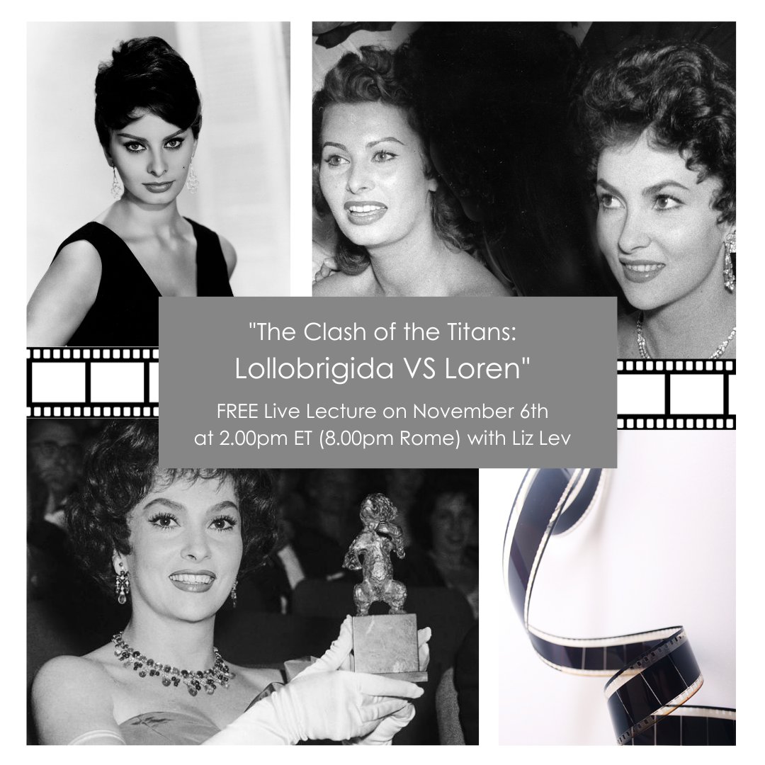 MastersRome's tweet image. Join us on November 6th for our free online lecture with MGR founder @lizlevrome, all about the iconic rivalry between two cinematic legends: Lollobrigida VS Loren
Explore the fascinating dynamics between these two amazing actresses Dont miss it! bit.ly/LollobrigidaVS…