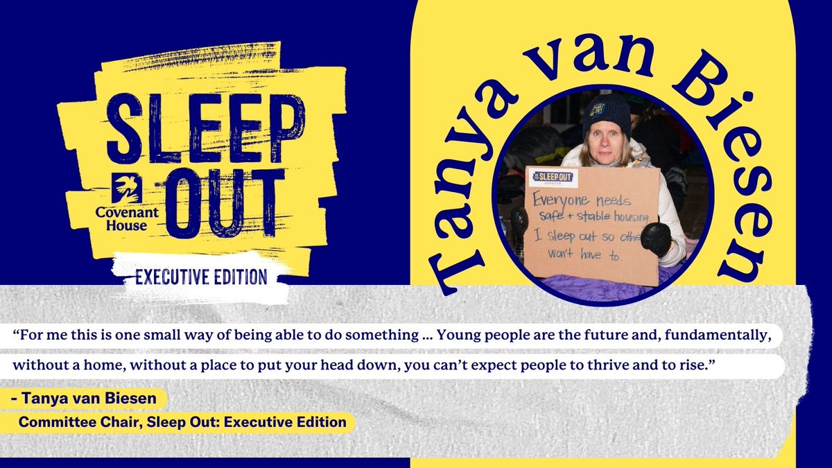 CovenantHouseTO's tweet photo. Meet @TanyavanB Committee Chair, Sleep Out: Executive Edition! 

This is Tanya's 7th year as a sleeper and she hopes to continue raising funds and awareness for youth who are homeless, trafficked or at risk. 

Learn more: https://t.co/DSWUo8wwXo

#Isleepoutfor
#ExecSleepOutTo https://t.co/Cy1MtCtodV