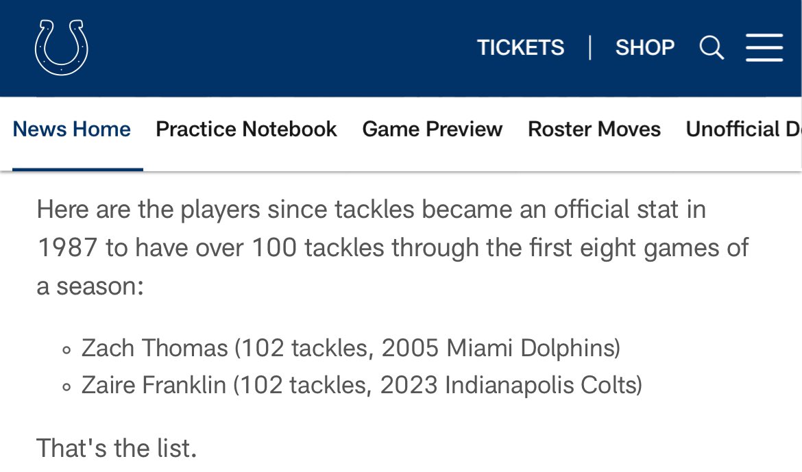 JJStankevitz's tweet photo. .@Colts LB @ZiggySmalls_ is on a historic pace halfway through 2023: https://t.co/ZyJyncuHEa https://t.co/MuRPUzkuqO