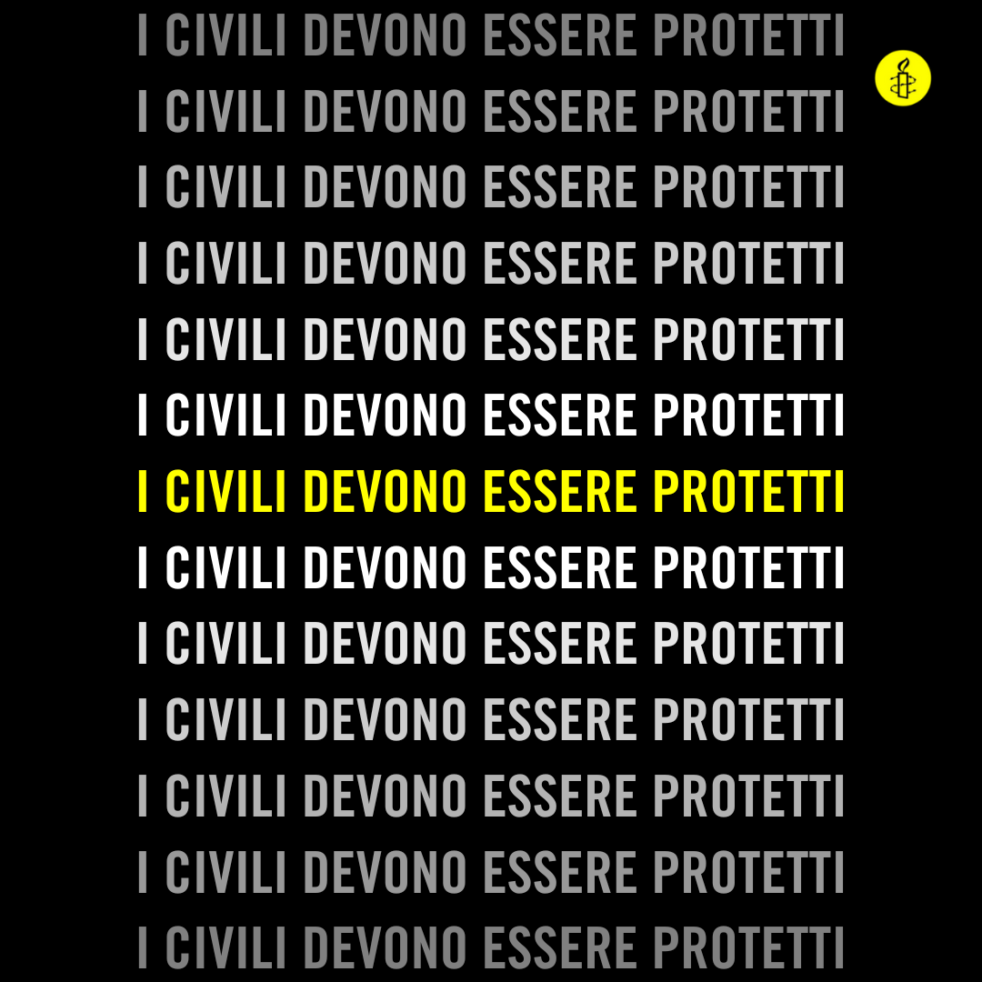 amnestyitalia's tweet photo. Continuiamo a chiedere un immediato cessate il fuoco e la protezione di tutta la popolazione civile.
Firma l'appello: https://t.co/FSRZF40uFX https://t.co/iarisKvR8n