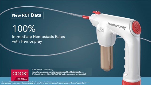 CookMedSurg's tweet photo. RCT Data demonstrate Hemospray’s immediate hemostasis rates!

Read here to get a more in-depth look at all the clinically relevant data points: https://t.co/llTg4VL7I0

Learn more about Hemospray here: https://t.co/VdAGuZNUvS

#GITwitter #CookGastro
IFU: https://t.co/cwpOLiMHBb https://t.co/8zFJ8fJemJ