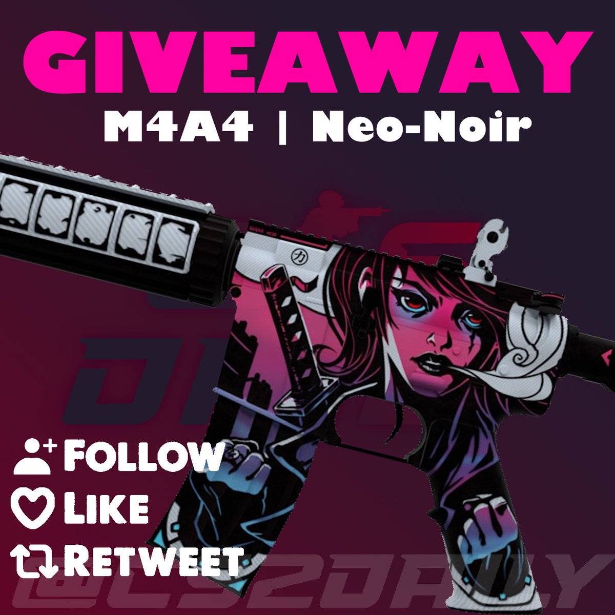 💸 CS2 GIVEAWAY 💸 🎁 M4A4 | Neo-Noir ft. ✅ Follow @CS2Daily ❤️ Like + RT 🔁 💬 Comment Ends in 3 days⏰ Good Luck 🍀 #CS2 #CounterStrike #CSGOGiveaway #CS2Giveaway #CS2Skins #csgoskins