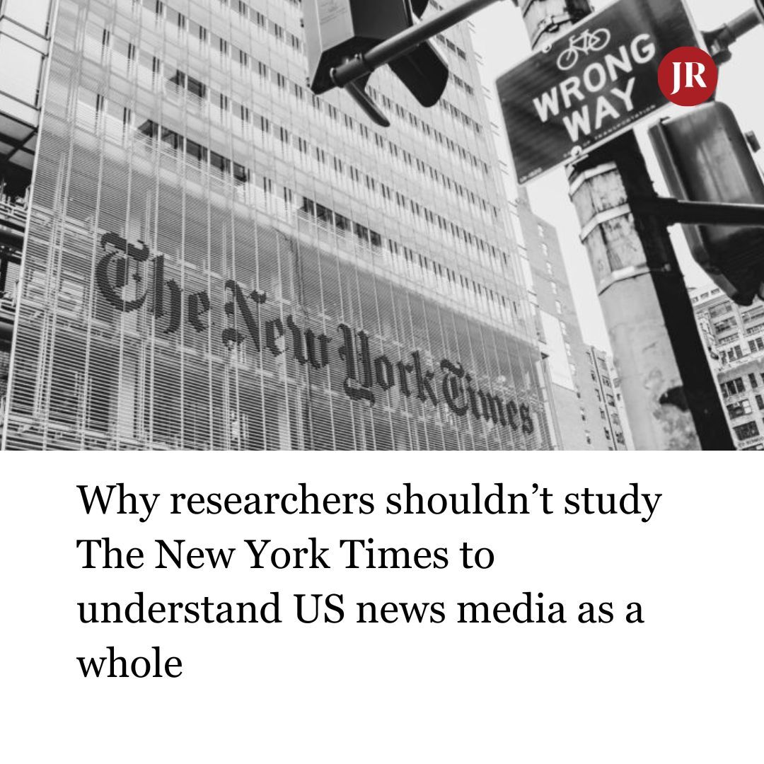 For decades, researchers have looked to The New York Times to help them understand U.S. newsrooms and their audiences. In a recent paper, two scholars explain why that's problematic. journalistsresource.org/media/new-york…