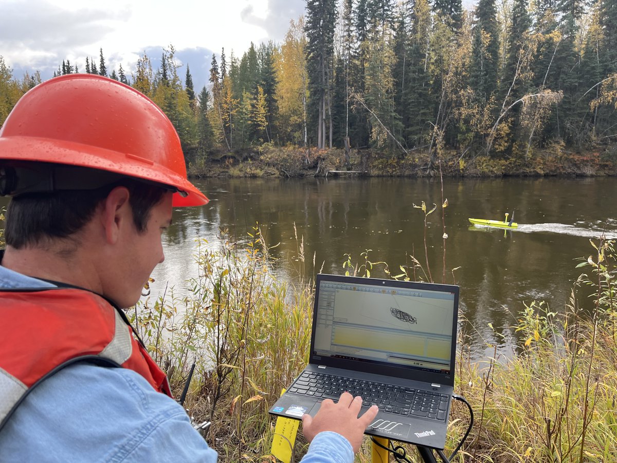 #FieldPhotoFriday Sam Bradtke collecting sonar data while on-site in Alaska. Good work, Sam! 📸: Andre Sampier #Alaska #Sonar #DataCollection #DataAcquisition #GIS #Geospatial #BeyondEngineering #NV5Geospatial