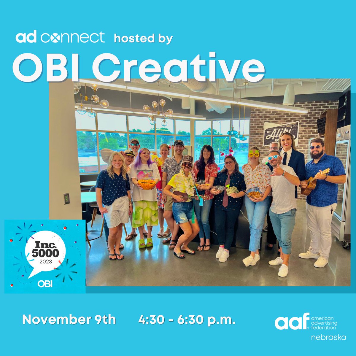 We're 1 week away from our AdConnect hosted by <a href="/OBI_Creative/">OBI Creative</a>.
The OBI Creative team will join AAF Nebraska on Nov. 9th. This is a great way to network with their team, view their office space, and learn more about the great work they do. Register today!

aafomaha.wildapricot.org/event-5450180