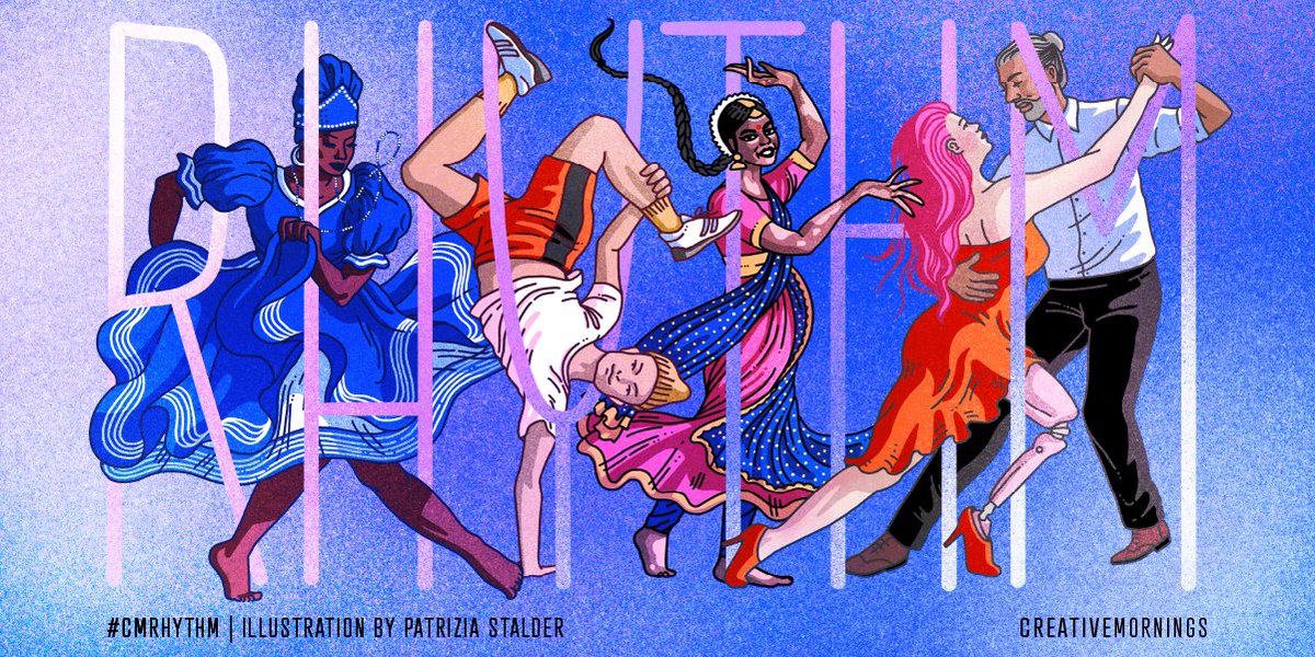 November’s global theme is RHYTHM. It was chosen by our Basel chapter <a href="/CM_Basel/">CreativeMornings/BSL</a> and illustrated by Patrizia Stalder. How do you find your own beat? Make your social feed more upbeat with this month’s hashtag: #CMrhythm