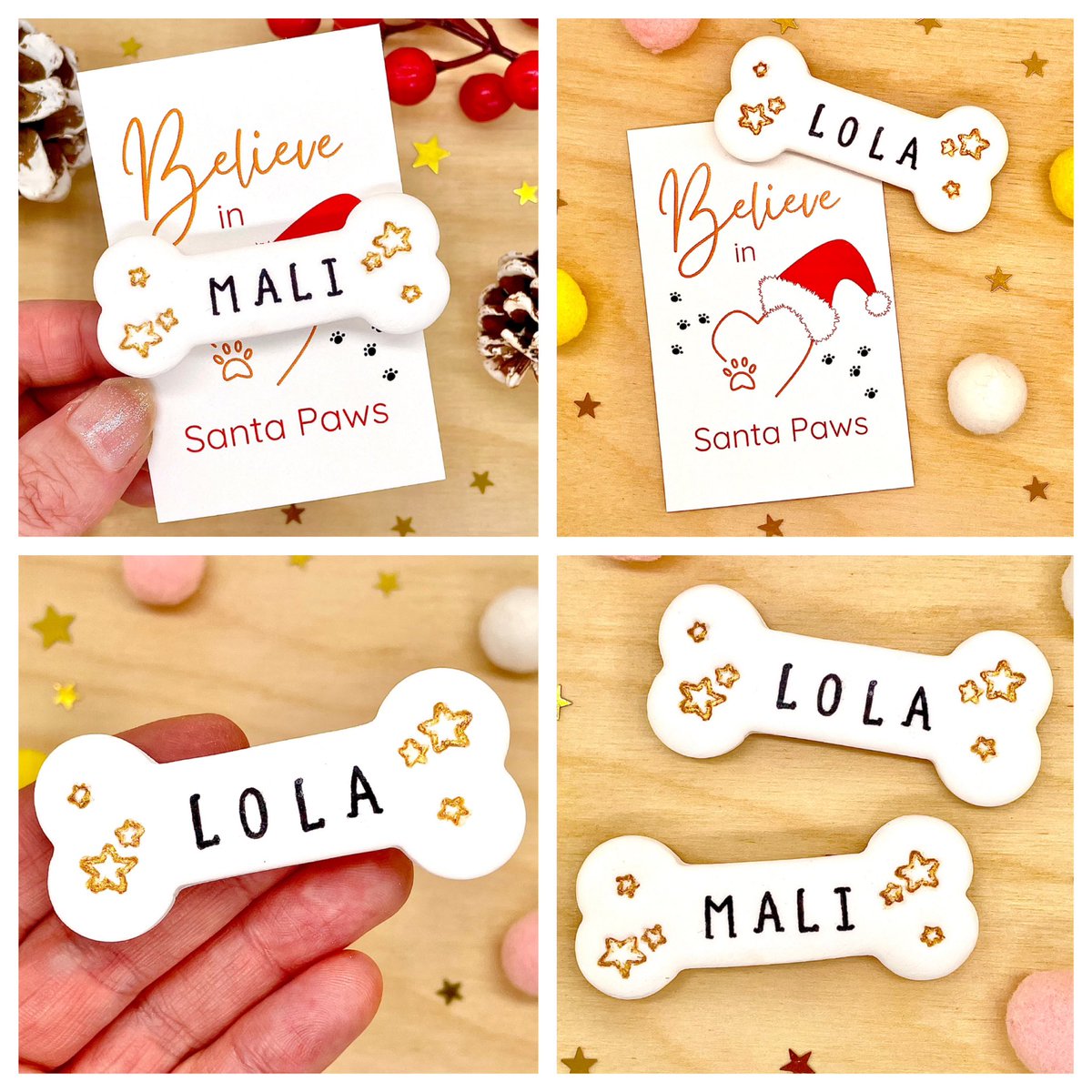 🐾 NEW 🐾 Personalised pet name Christmas dog bone magnet - Believe in Santa Paws ⭐️ Do you believe?! ⭐️
🎄🎄🎄❤️

#inbizhour #WomanInBizHour #shophandmadehour #craftbizparty 
#epiconetsy #gifts #ChristmasGiftidea #Pets 

etsy.com/shop/janebprin…