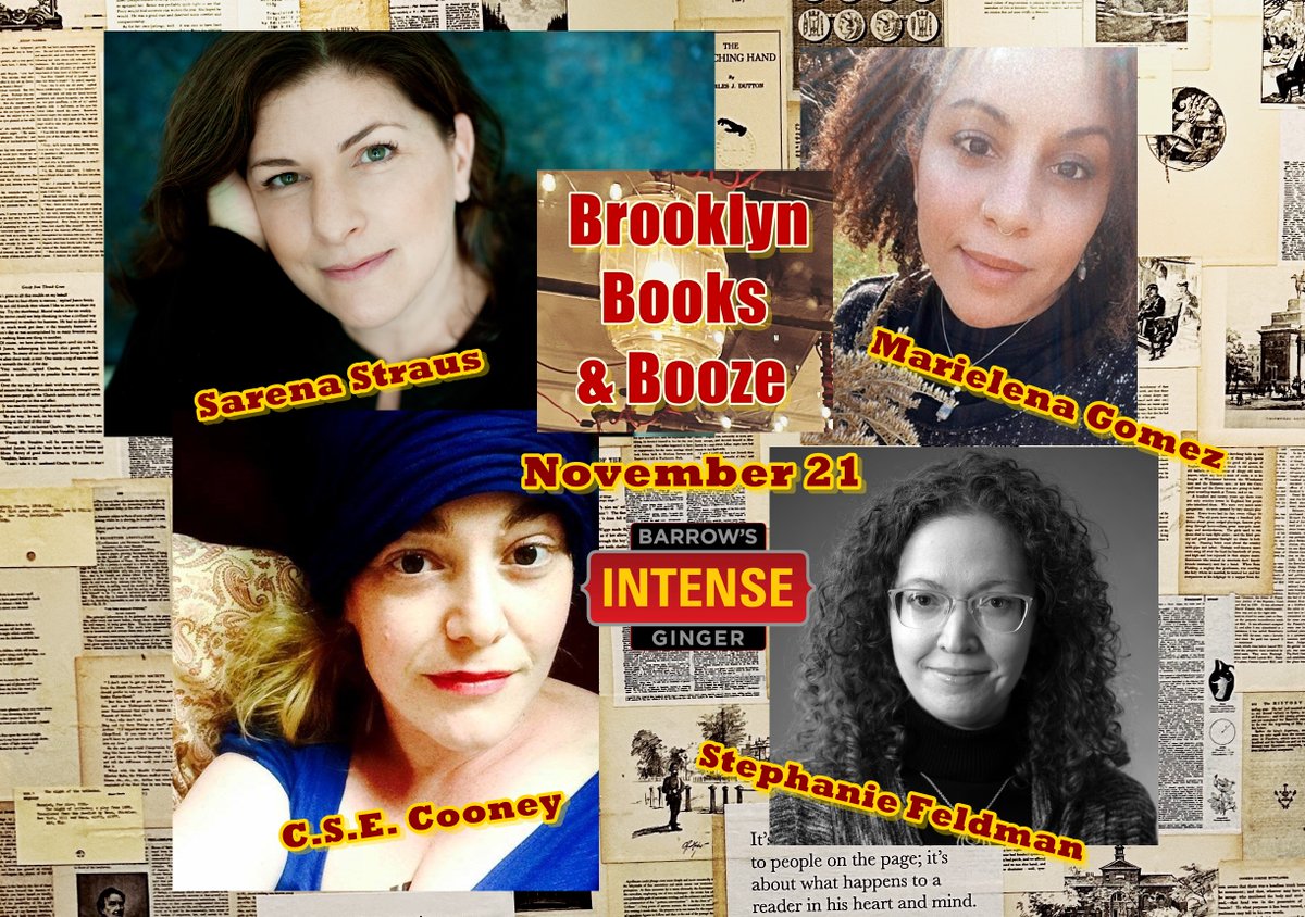 BKLYNBooksBooze's tweet photo. Join Brooklyn Books &amp; Booze @barrowsintense on Tues. 11/21 for our next amazing reading! This month:  with incredible authors @sbfeldman @csecooney @SarenaStraus #MarielenaGomez ! Join us at 7pm to get cozy, enjoy stories &amp; sip cocktails! 📚🎙️🍹
More: https://t.co/ZO4Zu2oZSI https://t.co/3e6YgNS8q3
