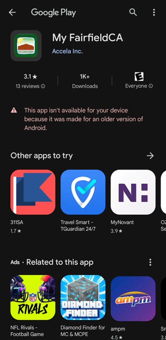 The Mayor of @cityoffairfield told me to use the app to report issues and I can't even download it. @FairfieldPolice<a class="tags" target="_blank" title="On Twitter" href="/?out=eyJ0eXAiOiJKV1QiLCJhbGciOiJIUzUxMiJ9.eyJpYXQiOjE3MjYyNTY2NDAsImlzcyI6InR3cG9ybnN0YXJzLmNvbSIsIm5iZiI6MTcyNjI1NjY0MCwiZXhwIjoxNzU3NzkyNjQwLCJyZWRpcmVjdF91cmwiOiJodHRwczovL3R3aXR0ZXIuY29tL2NpdHlvZmZhaXJmaWVsZCJ9.oqXteuiIOau3ihh7fCYUs2vX0ASoFNiszUcOSPLmEhOH2Py1Nol9byEFxSvZc2FGZGjSdXhLBYeqi41zOHbfog">@cityoffairfield</a><a href="/tag/day4"class="tags"><span>#day4</span></a><a href="/tag/nonutnovember"class="tags"><span>#nonutnovember</span></a><a href="/tag/nnn"class="tags"><span>#nnn</span></a>