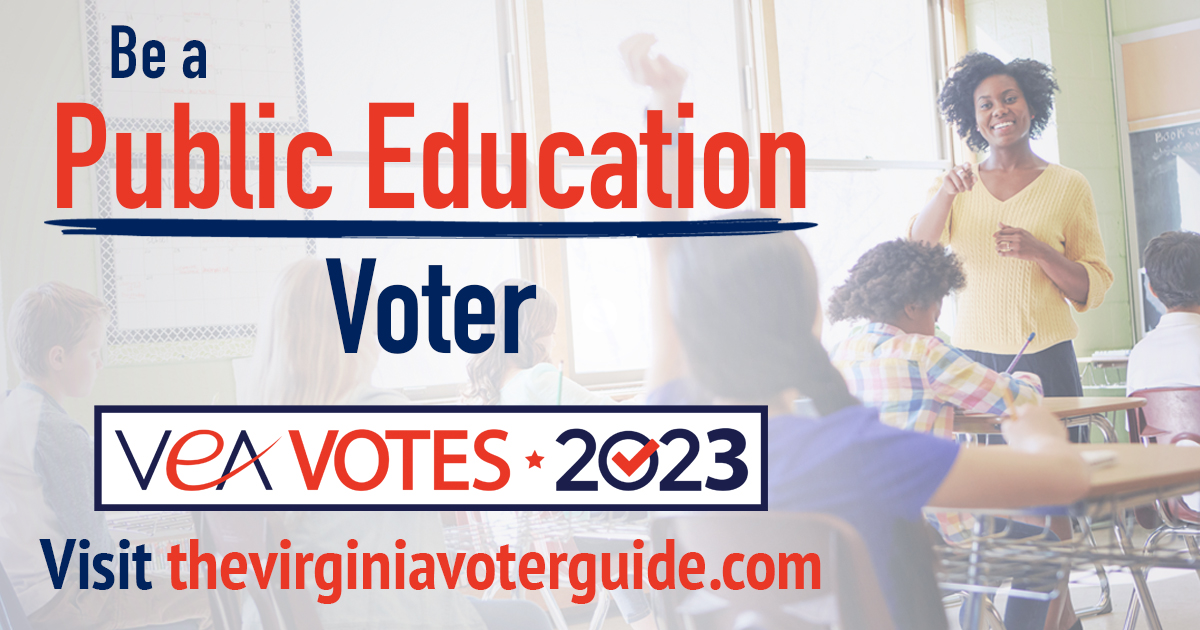 Tuesday is Election Day, and we MUST elect the right legislators for our kids and educators! If you haven’t voted already, be sure to check out thevirginiavoterguide.com to find out which candidates will support VA's public schools. This election is WAY too important to sit out!