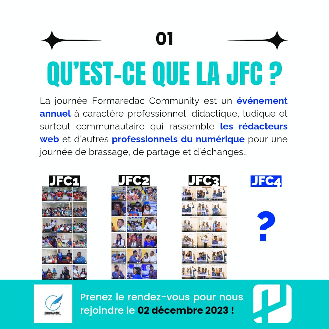formaredac's tweet photo. C'est encore quoi la JFC ?

Découvrez ce qui vous attend lors du prochain rendez-vous annuel des rédacteurs web. 💙🤍

Rendez-vous maintenant sur : https://t.co/NIVl94Dhm6 et réservez votre place pour la #BlueVibe dès maintenant !

#redacteursweb #jfc4 #formaredaccommunity https://t.co/NUykZfzJhx