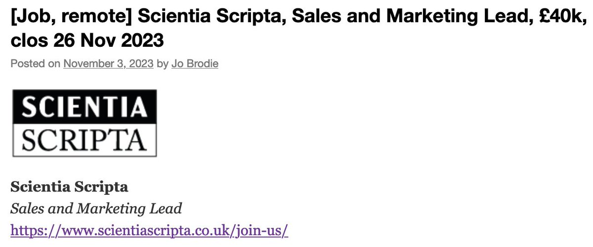 ScicommJobs = not automated feed via @JoBrodie tweet media