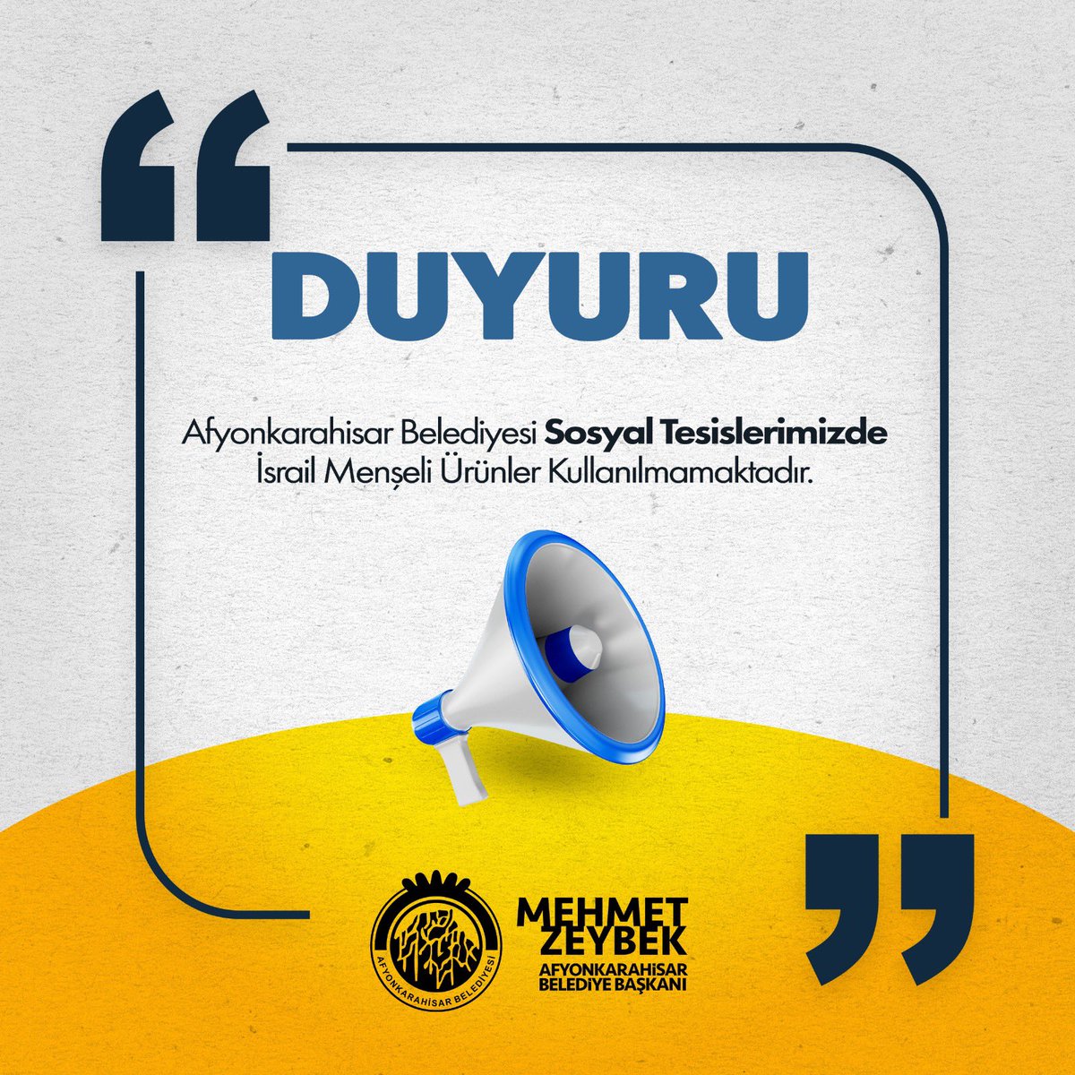 Sosyal Tesislerimizde #Boykot Var❗️

Belediyemiz Sosyal tesislerinde  #İsrail menşeli ürünler satılmamaktadır.
