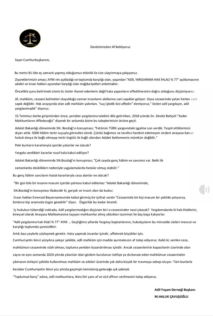 81 ilde AKP il ve ilçe yönetimlerine,
Adli mahkum yakinlari olarak, taleplerimizi iletecegiz
06.11.2023 Pazartesi 
Saat.11.00 
Yapmanız gerekenler metnin kirtasiyeden çıktısını alıp görüşmeye gitmeniz. Mutlaka resim çekilelim
Herkesi etkinliğe davet ediyoruz.
<a href="/AdilYasamResmi/">Adil Yaşam Derneği</a>