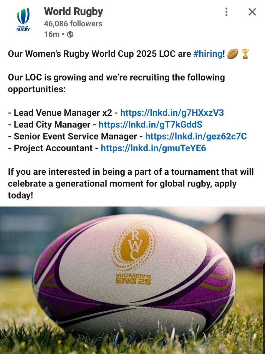 . @rugbyworldcup 2025 x Jobs opportunities 👇

career012.successfactors.eu/career?company…

#JobsinRugby #MajorEvents #JobsinSport #RWC 🏟🏉