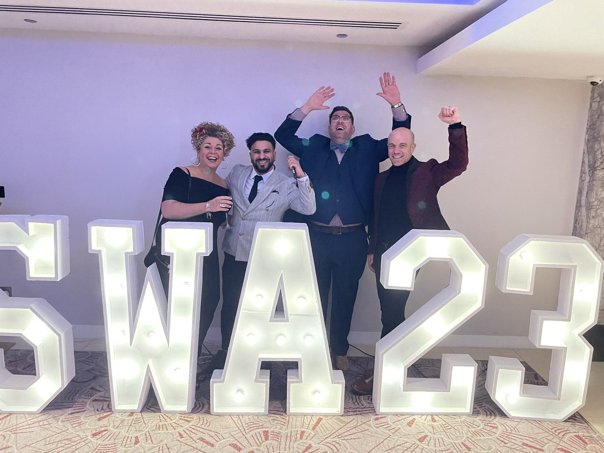 Celebrating at the social work awards and the ceremony has not even started yet! #swa23  <a href="/vickymeth/">vicky metheringham</a> <a href="/Charlieloujack/">Charlotte Jackson</a> <a href="/IanMottershaw/">Ian Mottershaw</a> <a href="/christineb_51/">Christine Bennett</a>