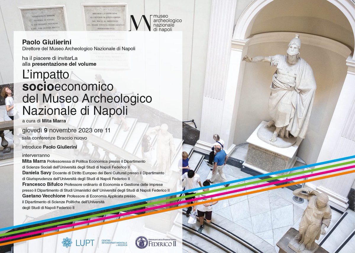 Evaluating the socioeconomic impact of the world's most important museum for Greek-Roman Art and Culture MuseoArcheologico di Napoli  #MANN 

9 novembre ore 11

#Evaluation 
#socialimpact
#museumevaluation
#complexity