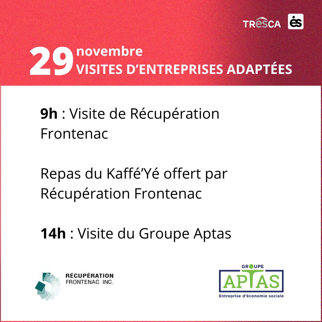 CQEA_CA's tweet photo. C'est le mois de l'économie sociale en novembre et notre partenaire @TRESCA le souligne en grand! Joignez-vous à nous lors de ce Mini-Sommet à la fin du mois!

https://t.co/nkly9cMCW1 https://t.co/lYOHOF7IOh