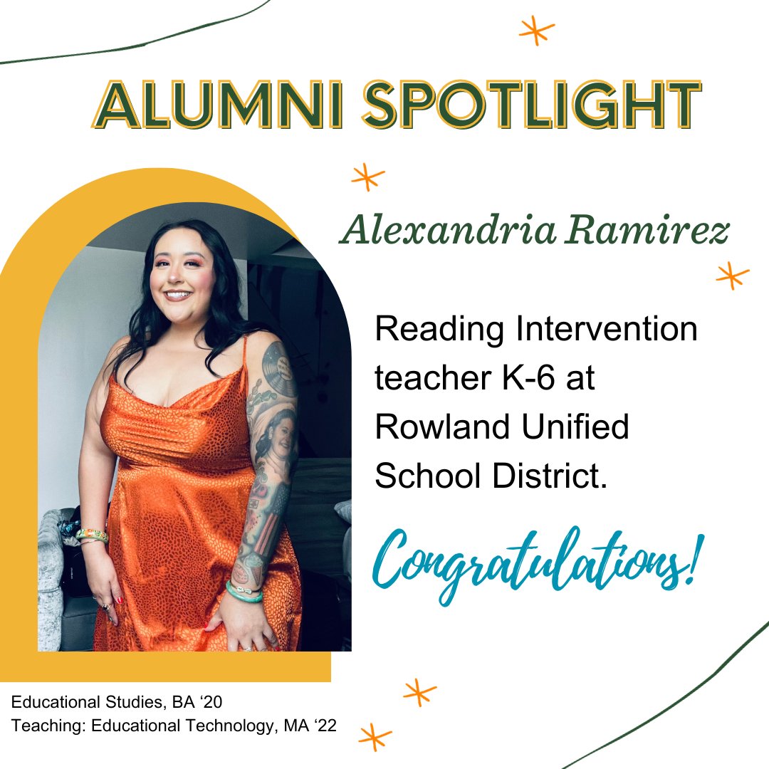 LaFetra_ULV's tweet image. It's #AlumniFeatureFriday! 🐾🐆

Alexandria Ramirez is a two-time LaFetra graduate (Educational Studies, BA '20, Teaching: Educational Technology, MA '22).

#LeoforLife #ulvalumni #lfce #alumnifeatures